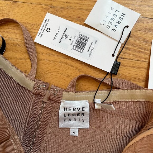 Herve Leger Plunging Fringe Gown | Toffee - Picture 9 of 10